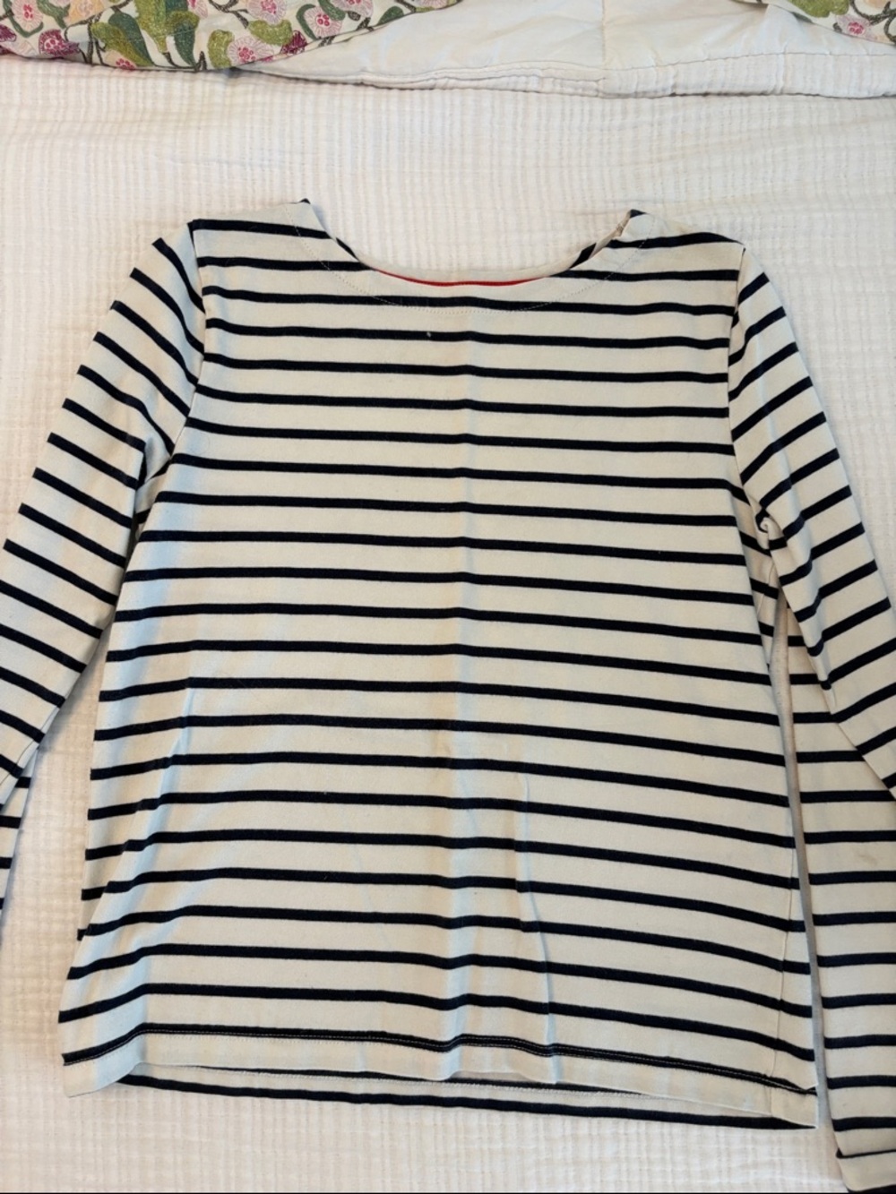 Mini Boden Navy and White Striped Long-Sleeve Tee